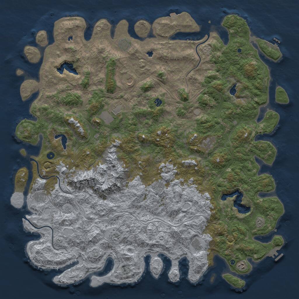 Rust Map: Procedural Map, Size: 6000, Seed: 627252, 17 Monuments