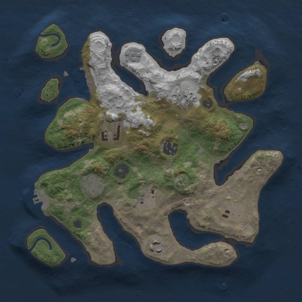 Rust Map: Procedural Map, Size: 3000, Seed: 817989622, 18 Monuments