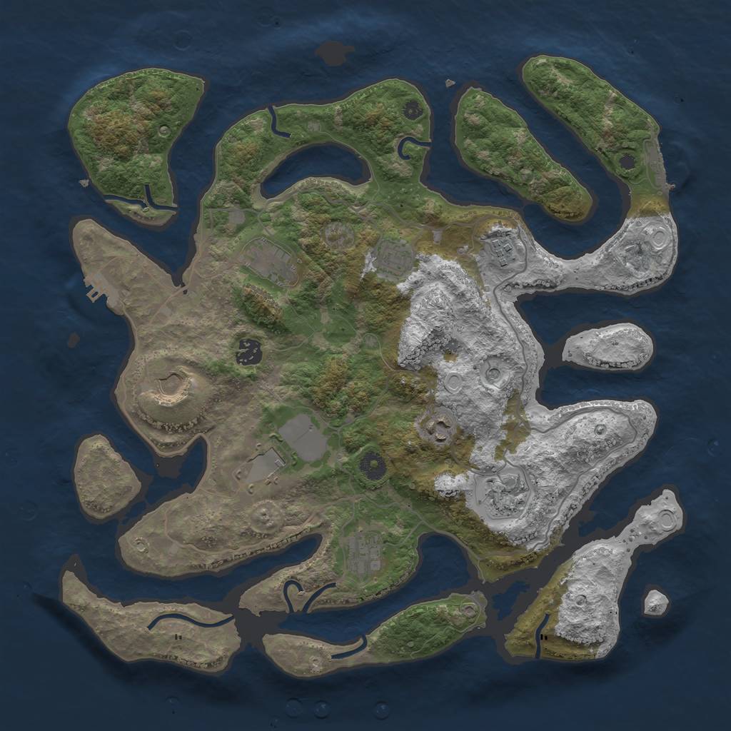 Rust Map: Procedural Map, Size: 4000, Seed: 3859700, 20 Monuments