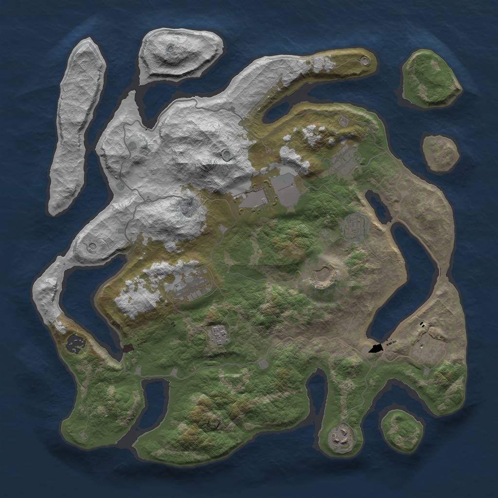 Rust Map: Barren, Size: 4000, Seed: 8077953, 12 Monuments
