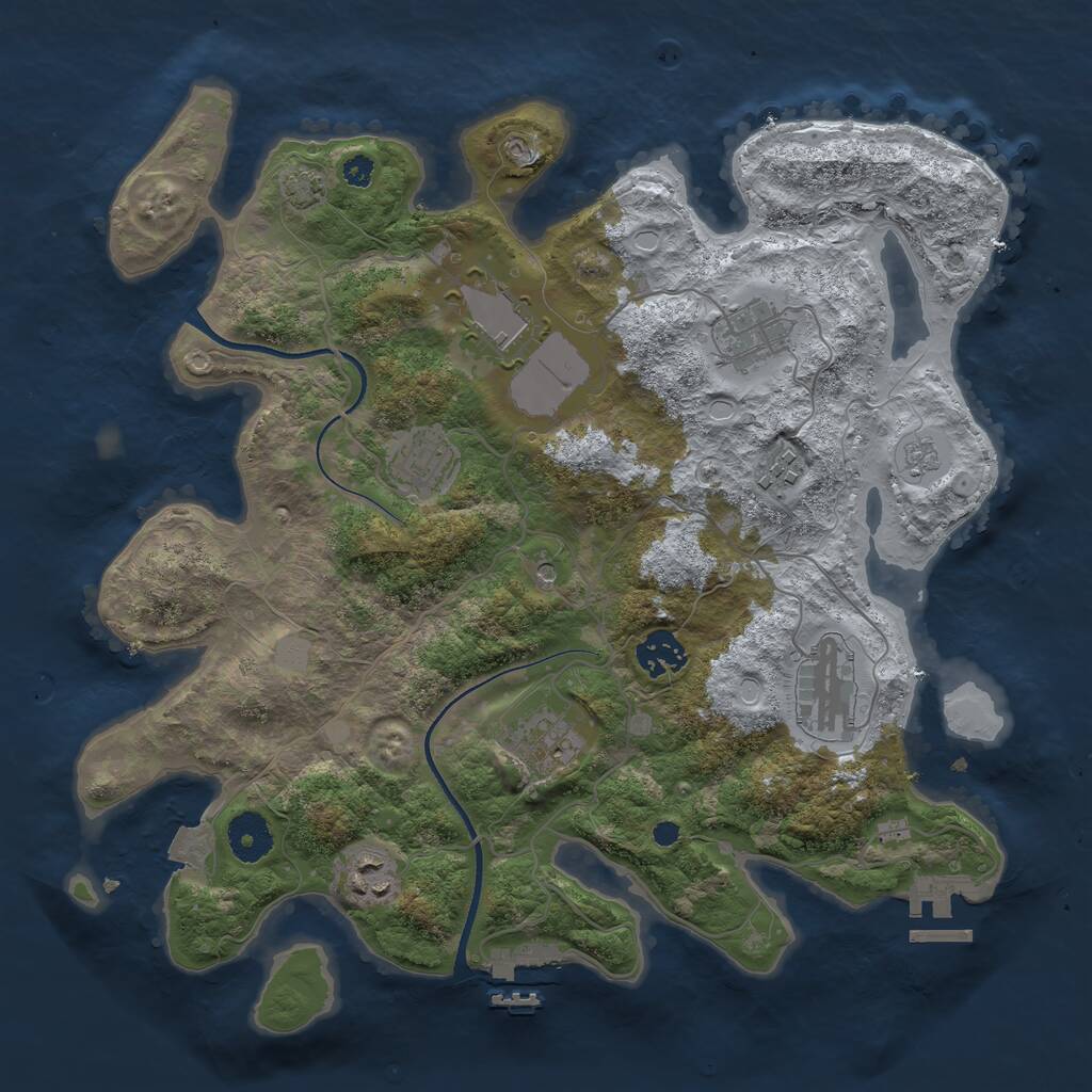 Rust Map: Procedural Map, Size: 3500, Seed: 2069656898, 14 Monuments