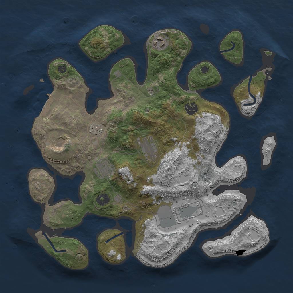 Rust Map: Procedural Map, Size: 3500, Seed: 1481040152, 17 Monuments
