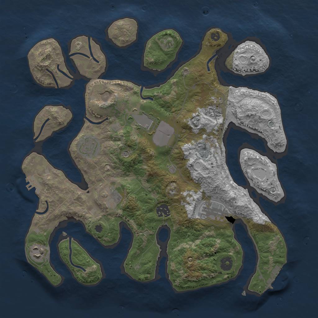 Rust Map: Procedural Map, Size: 3500, Seed: 749605925, 19 Monuments