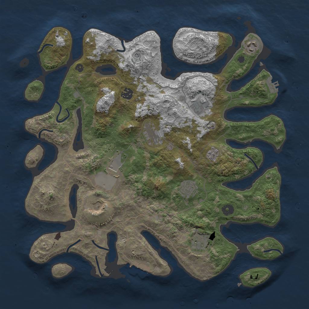 Rust Map: Procedural Map, Size: 4000, Seed: 2024953431, 20 Monuments