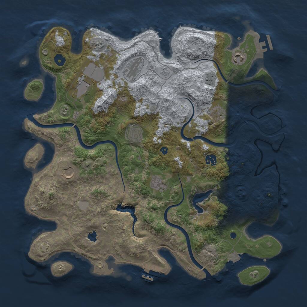 Rust Map: Procedural Map, Size: 4000, Seed: 2024953431, 15 Monuments