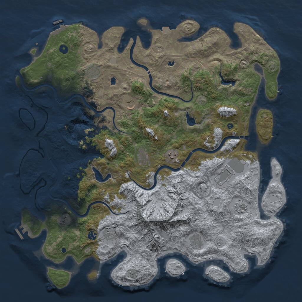 Rust Map: Procedural Map, Size: 5000, Seed: 1376075, 16 Monuments