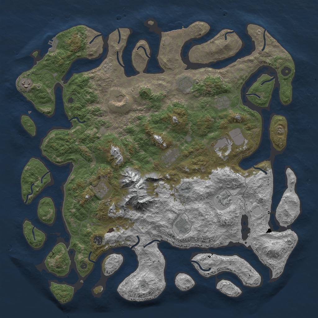 Rust Map: Procedural Map, Size: 5000, Seed: 1376075, 22 Monuments