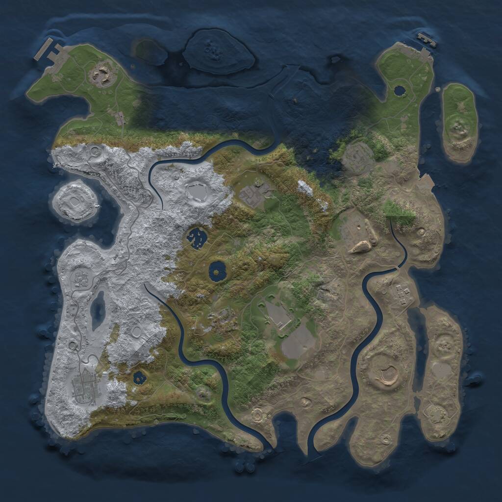 Rust Map: Procedural Map, Size: 3850, Seed: 963621114, 16 Monuments