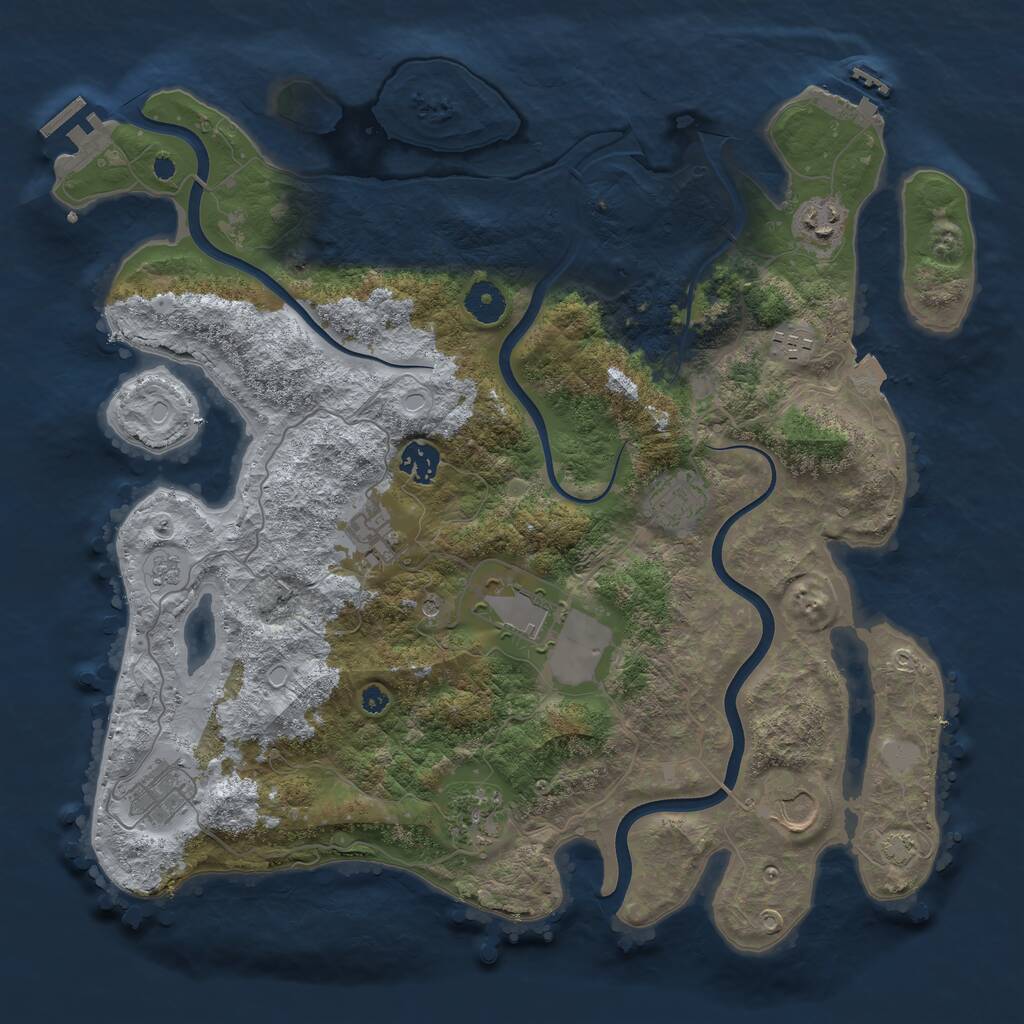 Rust Map: Procedural Map, Size: 3850, Seed: 963621114, 15 Monuments