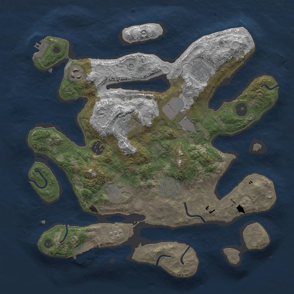 Rust Map: Procedural Map, Size: 3500, Seed: 81921, 19 Monuments