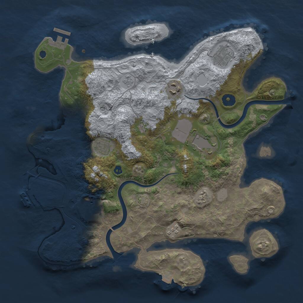 Rust Map: Procedural Map, Size: 3500, Seed: 81921, 12 Monuments