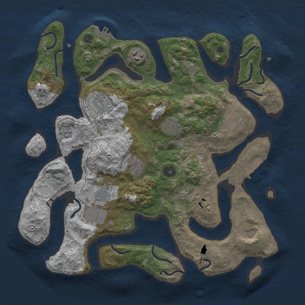 Rust Map: Procedural Map, Size: 3700, Seed: 1064676804, 20 Monuments