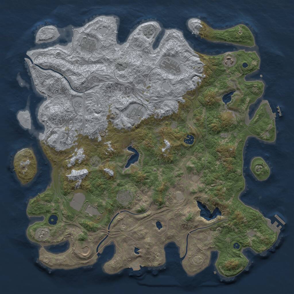 Rust Map: Procedural Map, Size: 4500, Seed: 1106, 16 Monuments