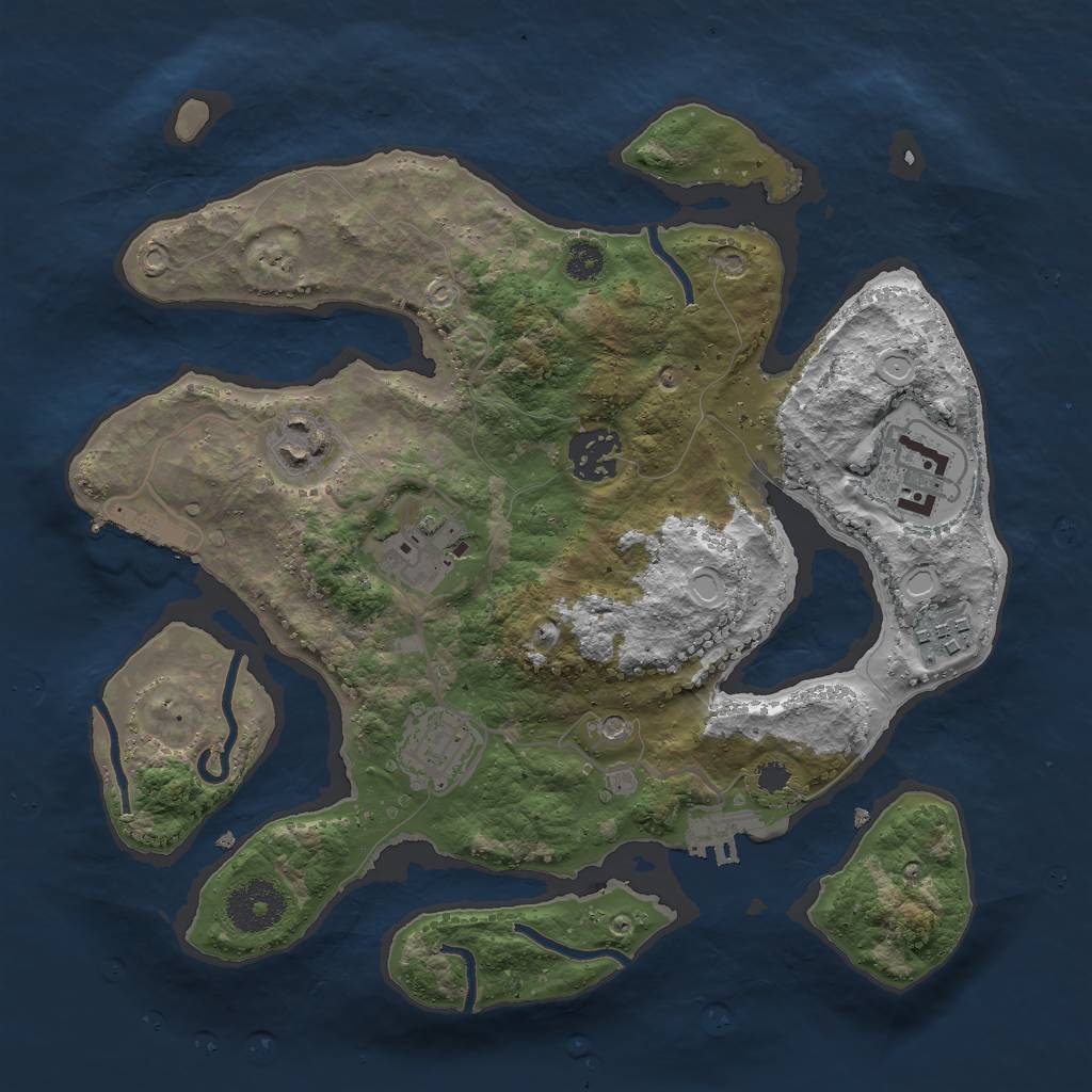 Rust Map: Procedural Map, Size: 3000, Seed: 1809440477, 17 Monuments