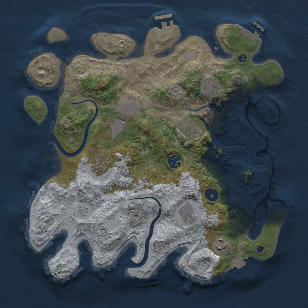 Rust Map: Procedural Map, Size: 3500, Seed: 579832, 14 Monuments