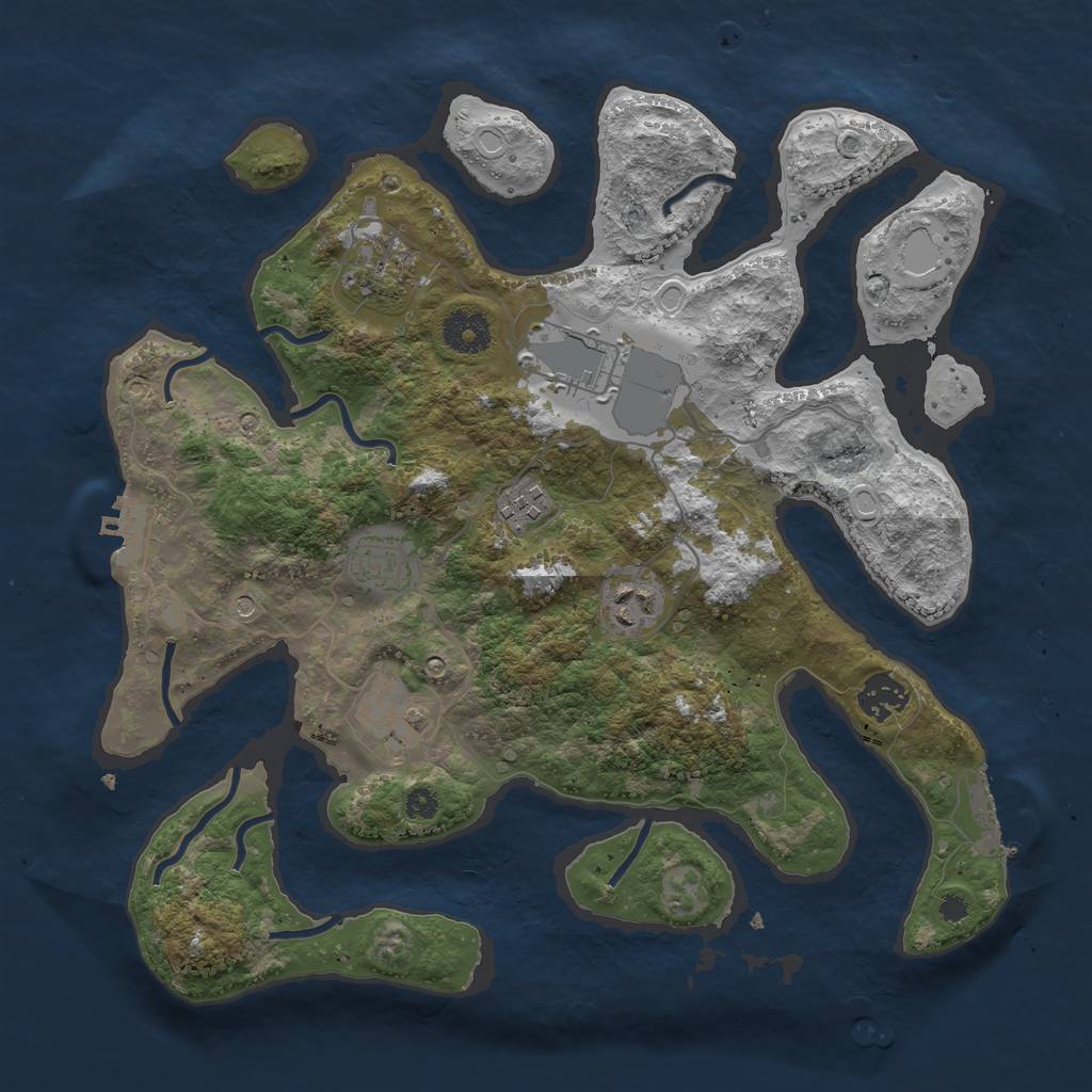 Rust Map: Procedural Map, Size: 3500, Seed: 356598451, 18 Monuments