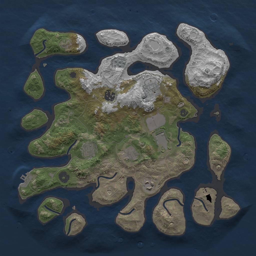 Rust Map: Procedural Map, Size: 3500, Seed: 1449602190, 17 Monuments