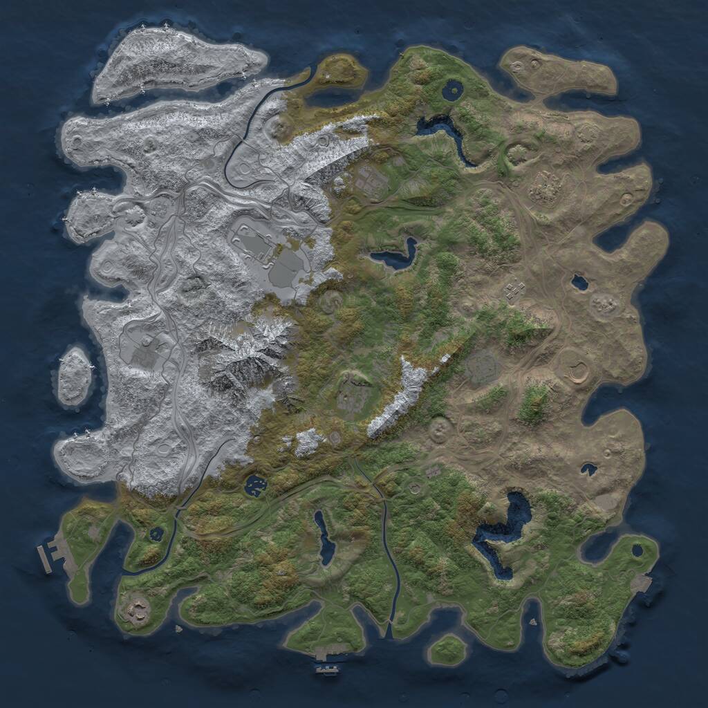 Rust Map: Procedural Map, Size: 5000, Seed: 32716, 16 Monuments