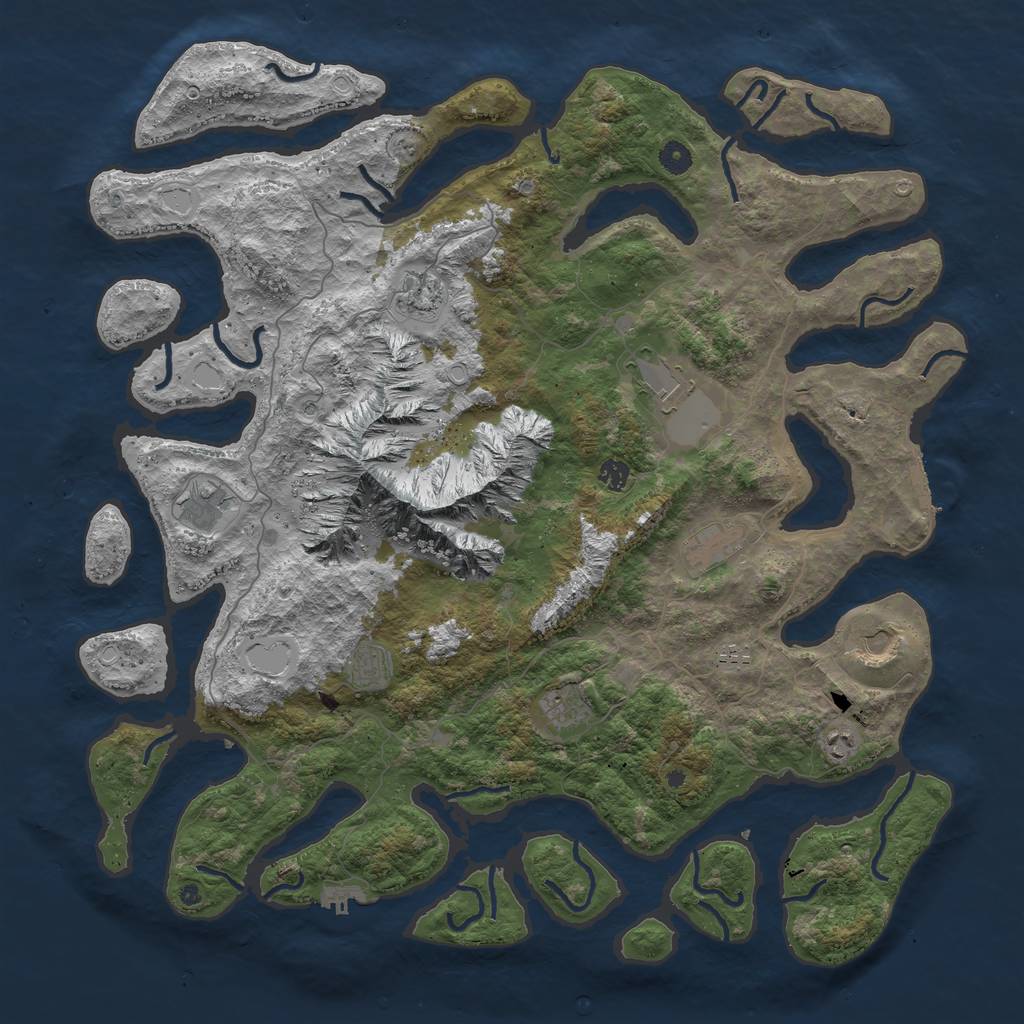 Rust Map: Procedural Map, Size: 5000, Seed: 32716, 21 Monuments