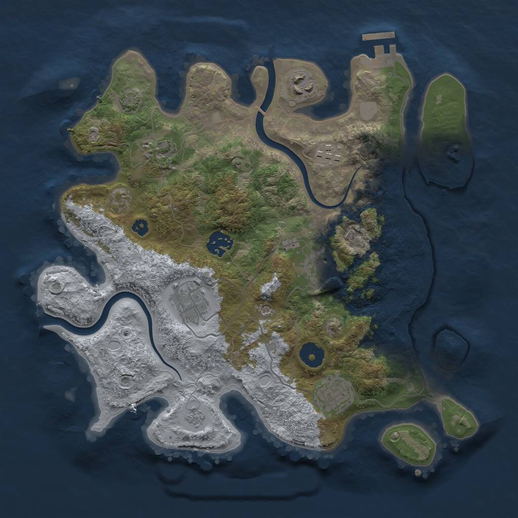 Rust Map: Procedural Map, Size: 3200, Seed: 1236567, 12 Monuments