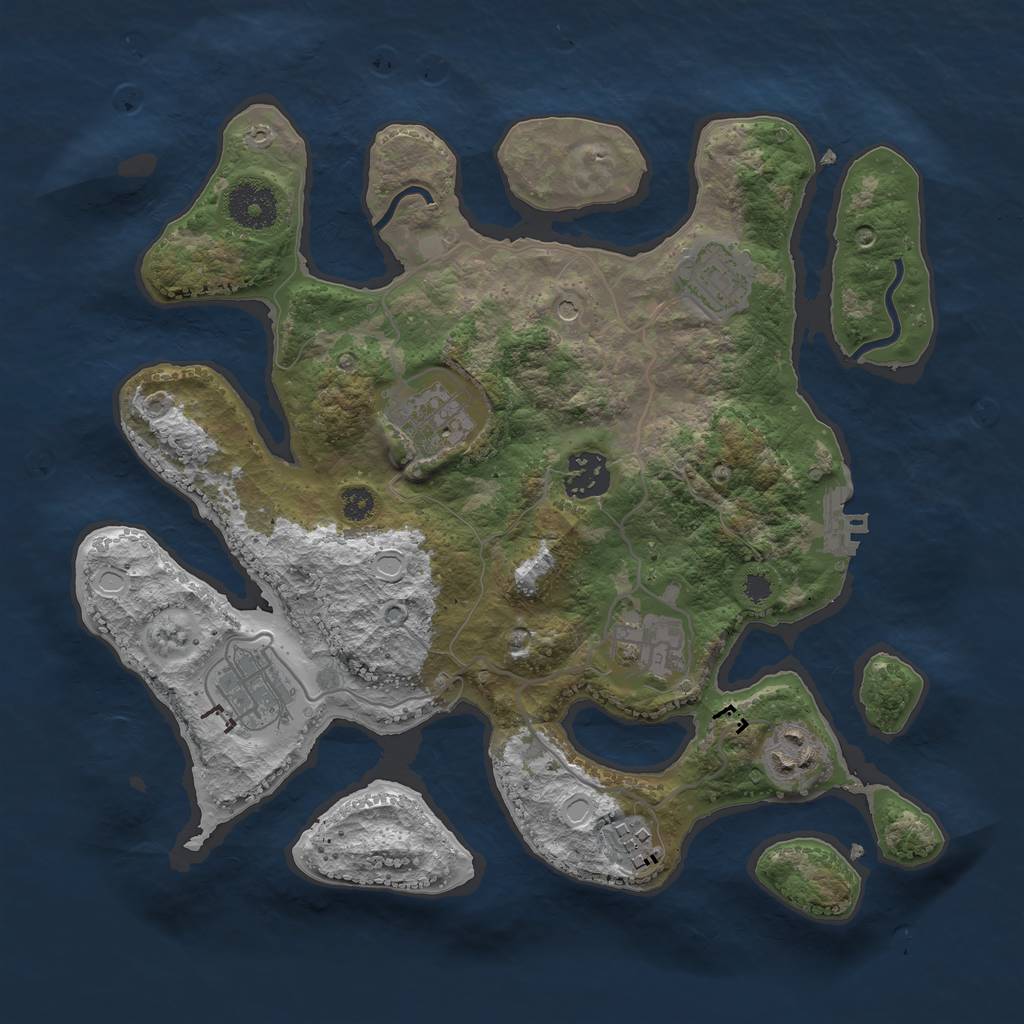 Rust Map: Procedural Map, Size: 3200, Seed: 1236567, 17 Monuments