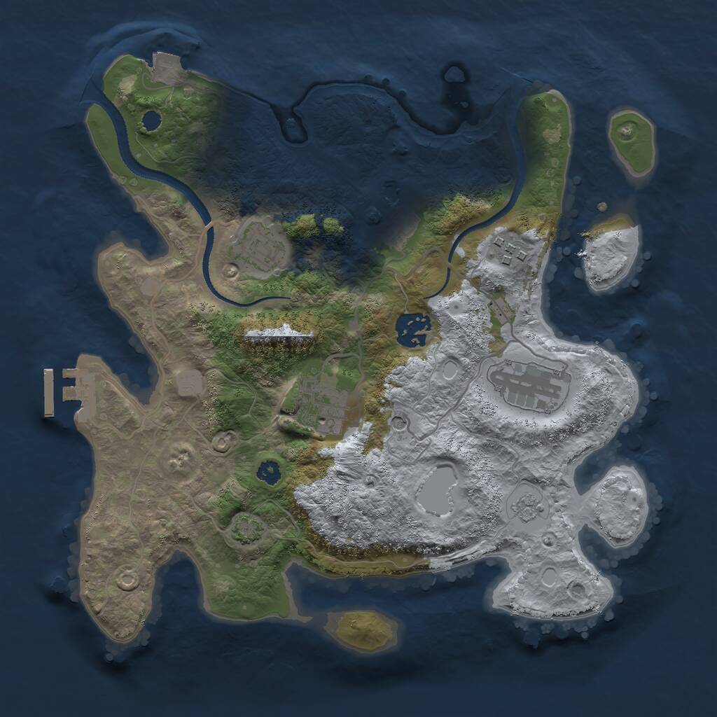 Rust Map: Procedural Map, Size: 3000, Seed: 1839233597, 11 Monuments