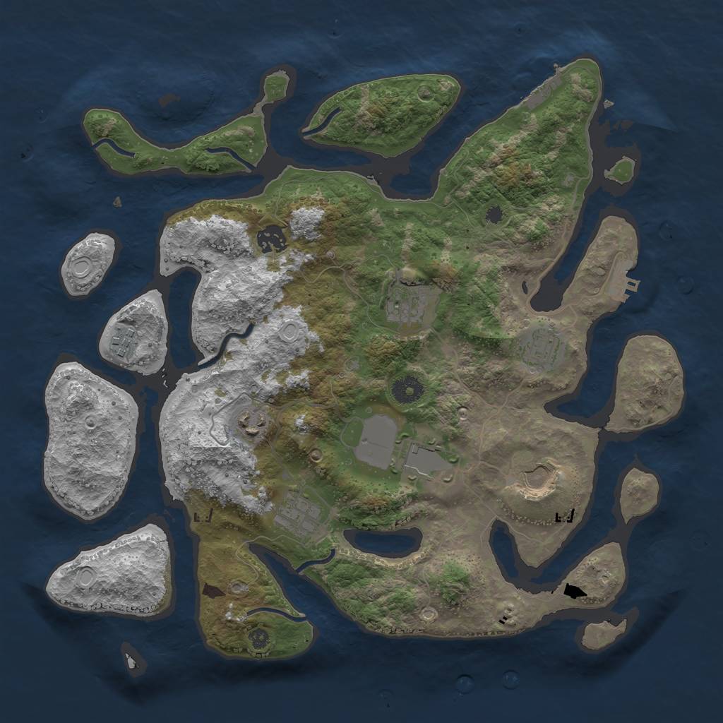 Rust Map: Procedural Map, Size: 3700, Seed: 4000, 18 Monuments