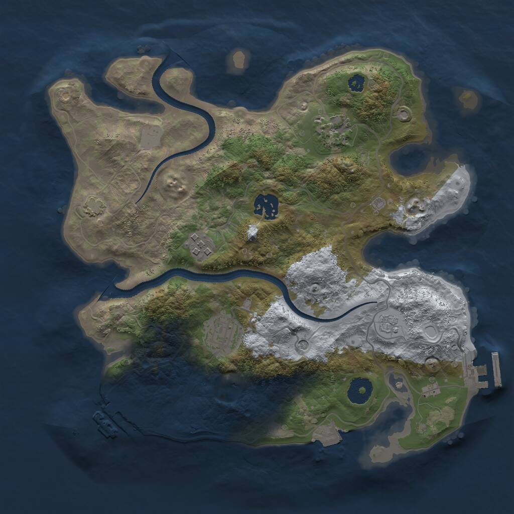 Rust Map: Procedural Map, Size: 3000, Seed: 1704126017, 10 Monuments