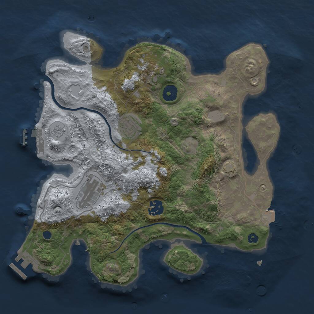 Rust Map: Procedural Map, Size: 3000, Seed: 2424155, 9 Monuments