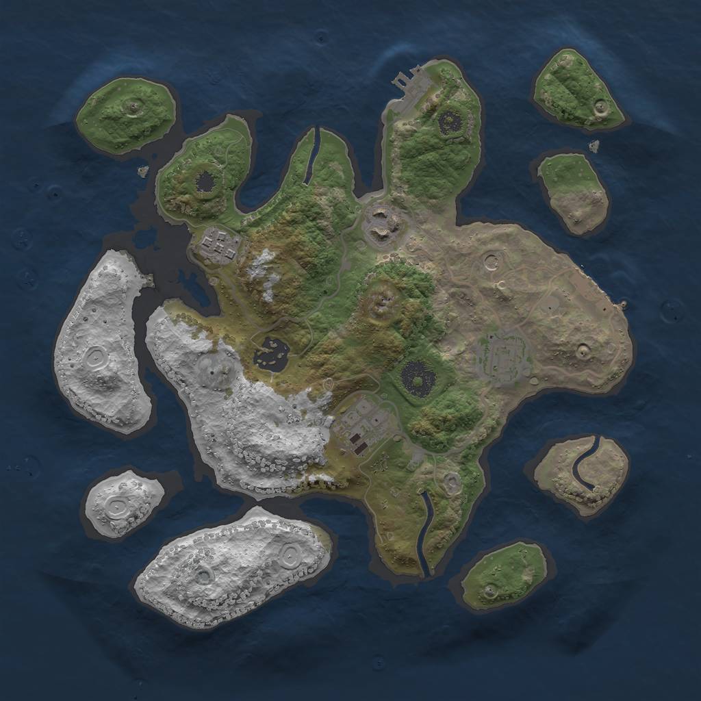 Rust Map: Procedural Map, Size: 3000, Seed: 13762310, 16 Monuments