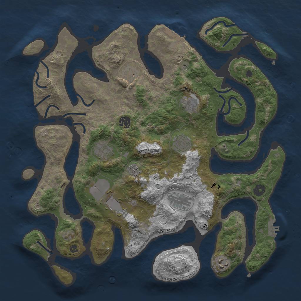 Rust Map: Procedural Map, Size: 3800, Seed: 9665486, 20 Monuments