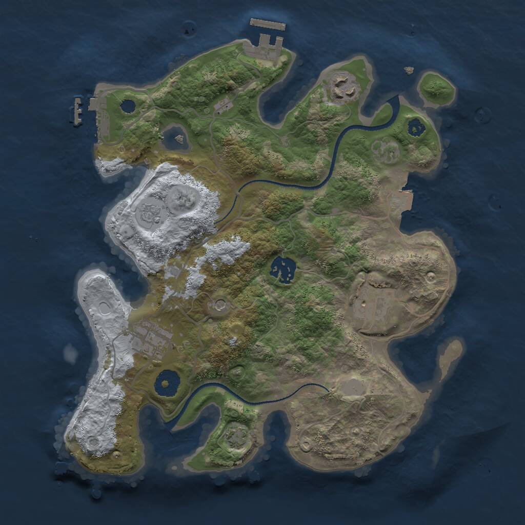 Rust Map: Procedural Map, Size: 3000, Seed: 493885642, 10 Monuments