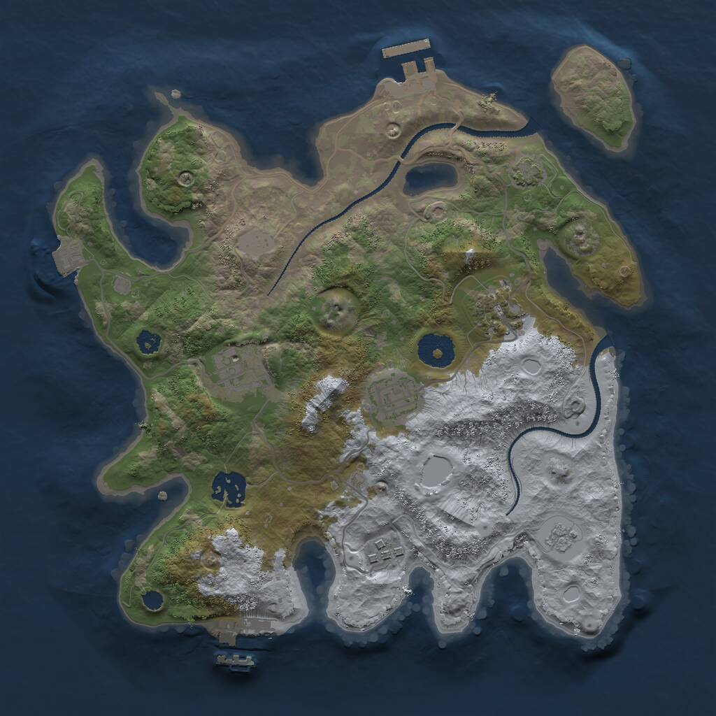 Rust Map: Procedural Map, Size: 3000, Seed: 39922490, 10 Monuments