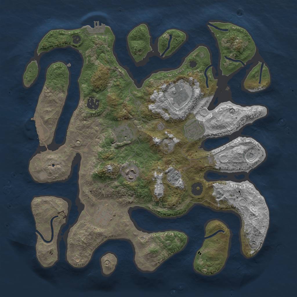 Rust Map: Procedural Map, Size: 3500, Seed: 38116, 18 Monuments