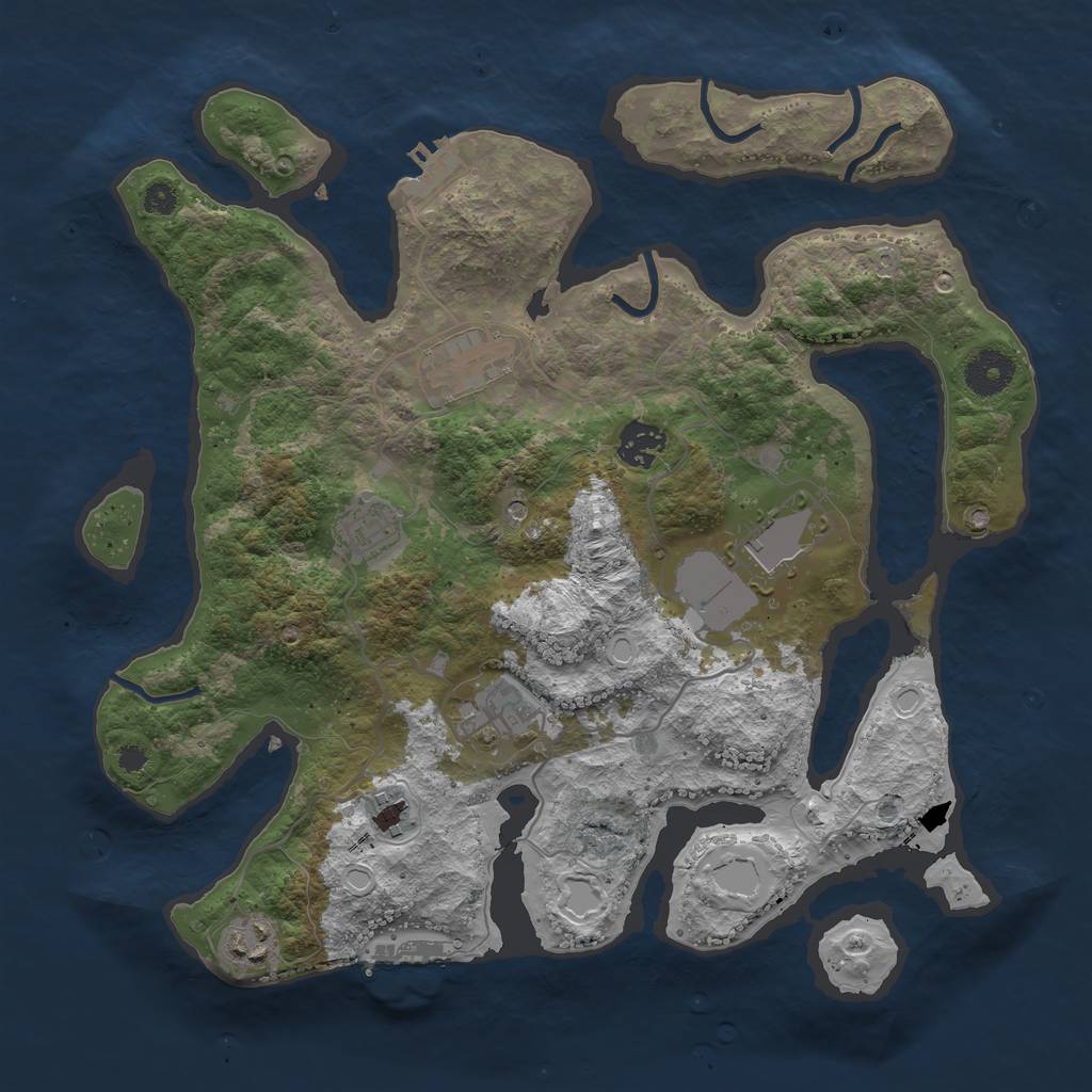 Rust Map: Procedural Map, Size: 3500, Seed: 251989, 18 Monuments