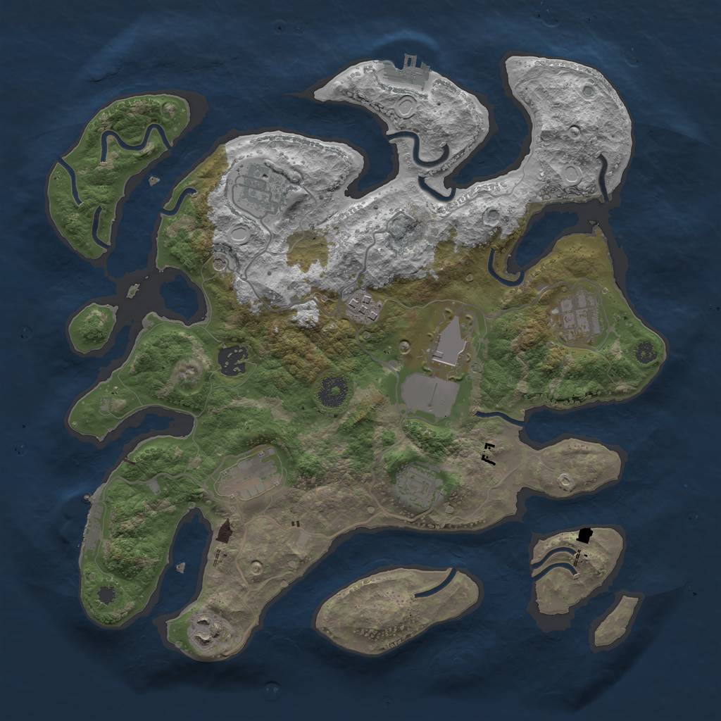 Rust Map: Procedural Map, Size: 3500, Seed: 20082001, 19 Monuments