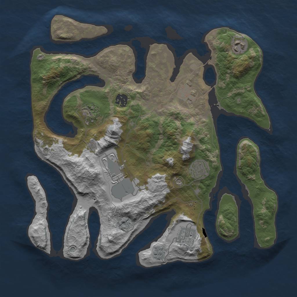 Rust Map: Barren, Size: 3500, Seed: 16421, 11 Monuments