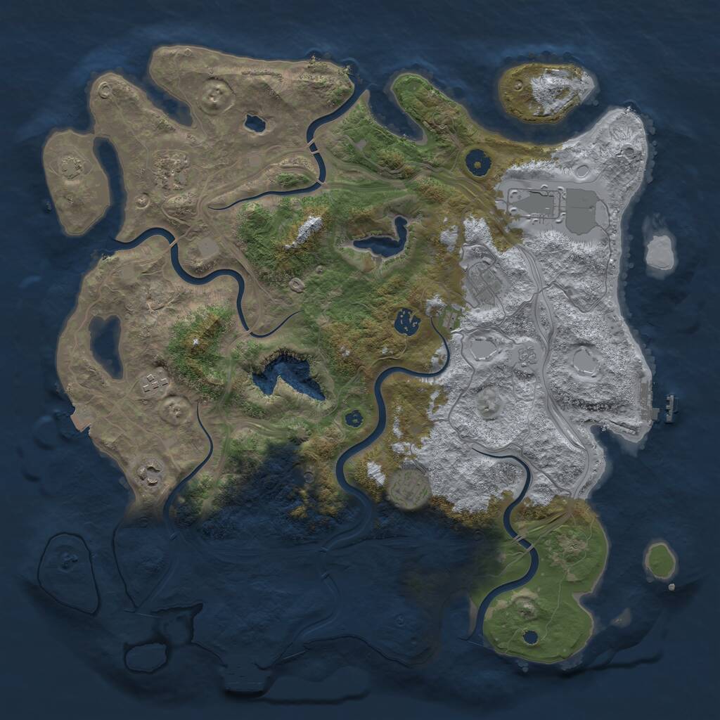Rust Map: Procedural Map, Size: 4250, Seed: 274971642, 13 Monuments