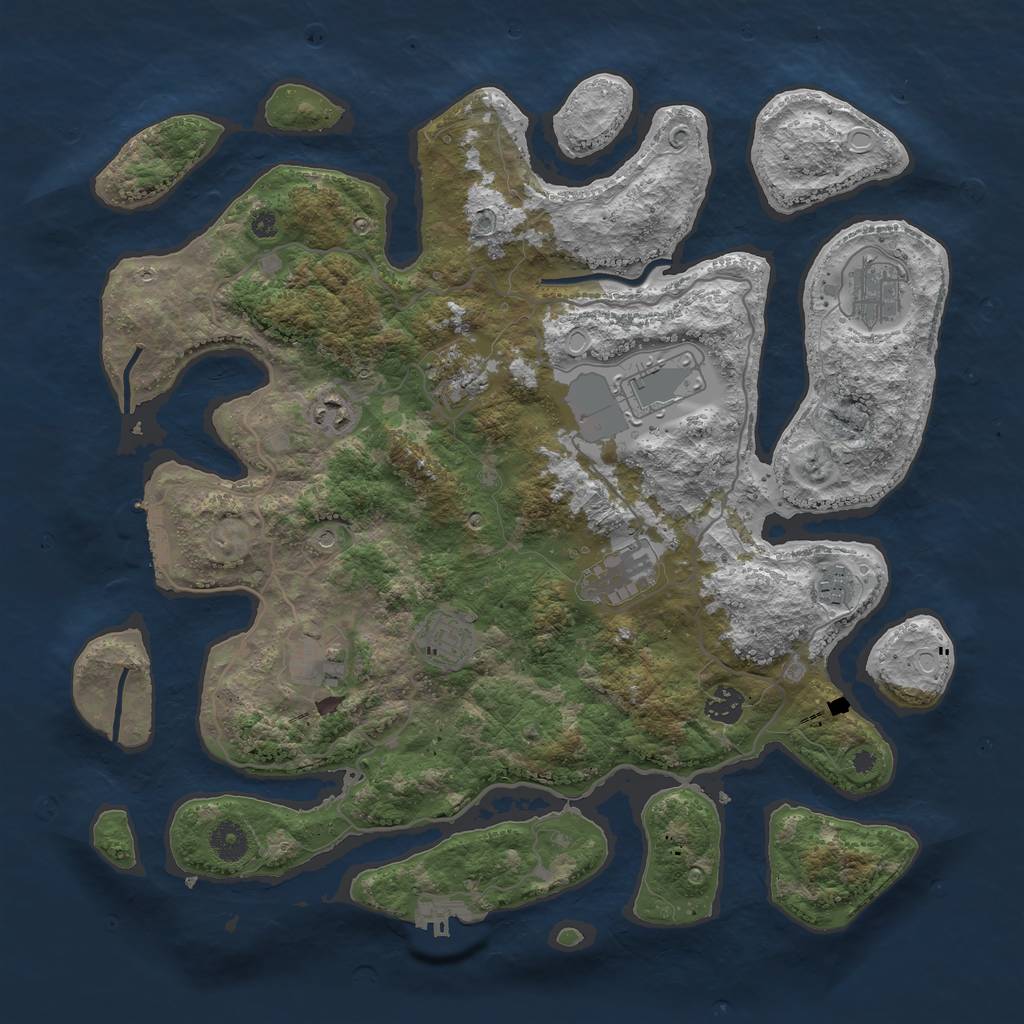 Rust Map: Procedural Map, Size: 4000, Seed: 936865, 20 Monuments