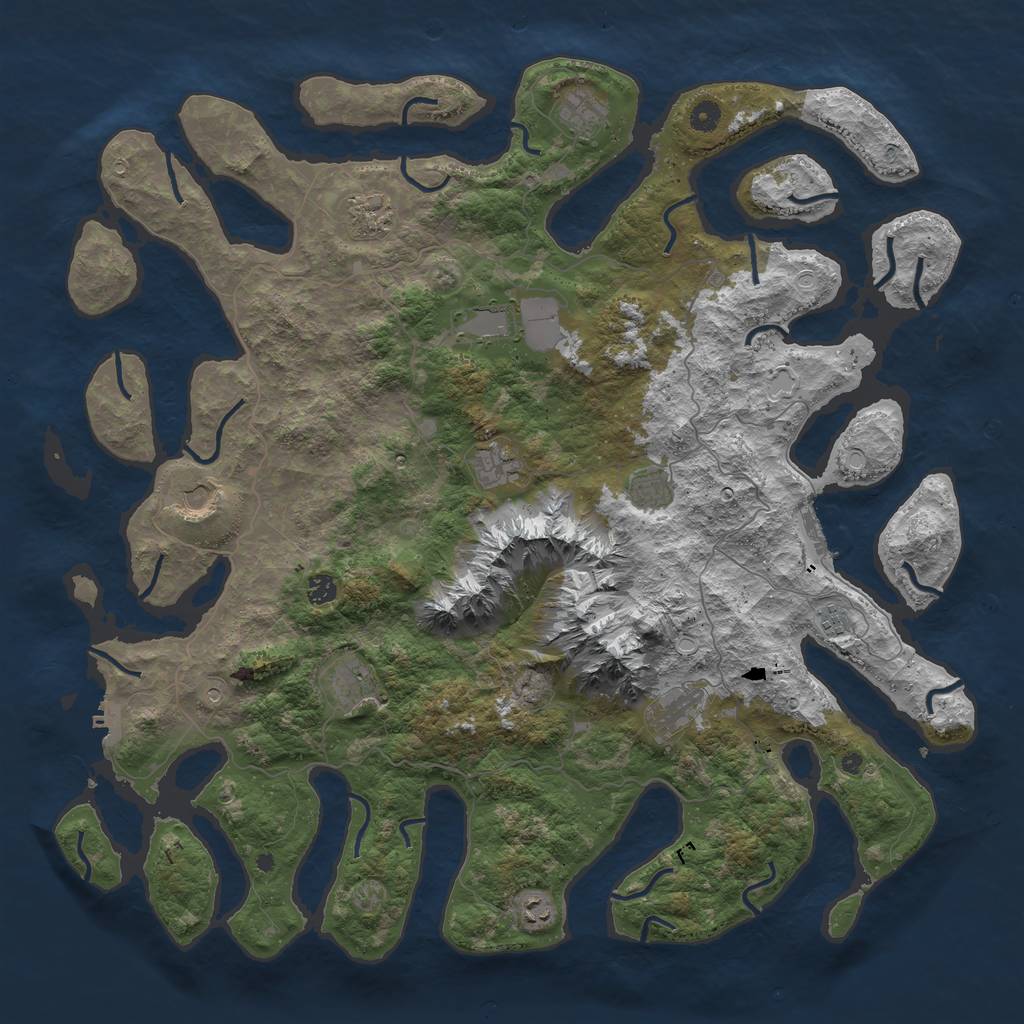 Rust Map: Procedural Map, Size: 5000, Seed: 935523341, 22 Monuments