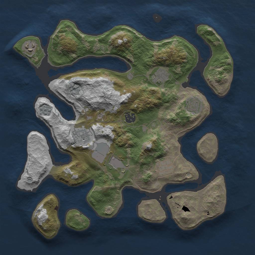 Rust Map: Barren, Size: 3500, Seed: 1900, 11 Monuments