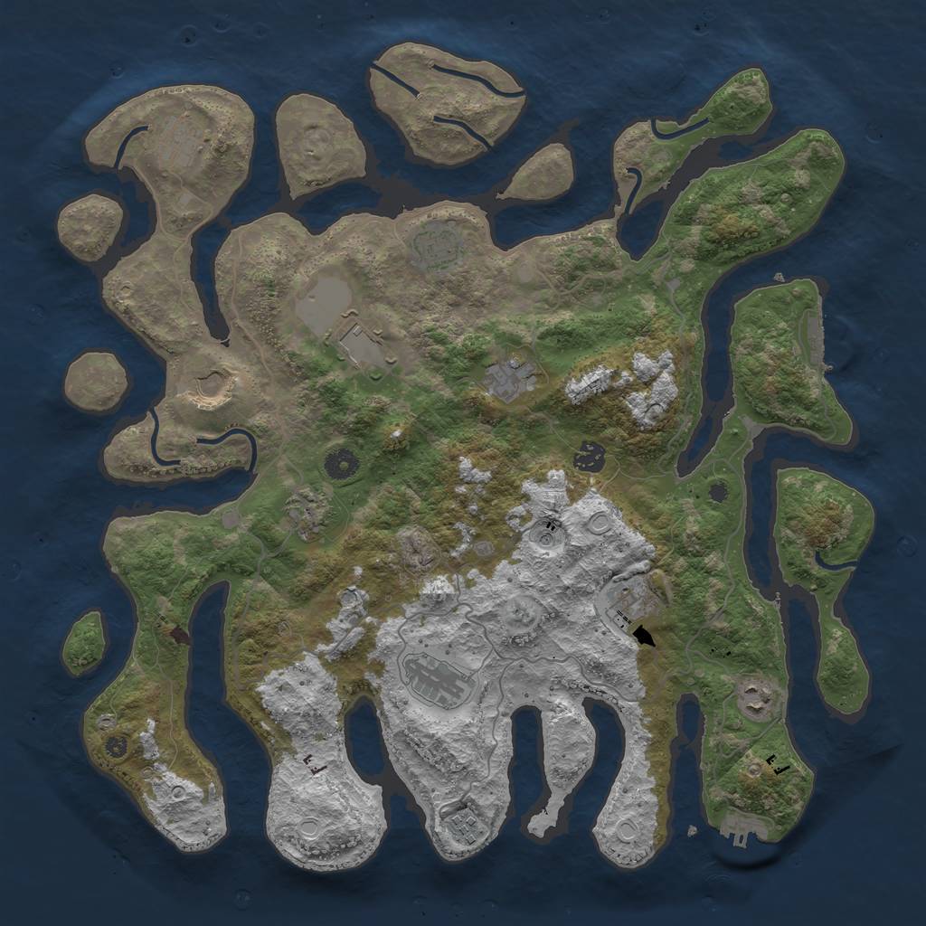 Rust Map: Procedural Map, Size: 4300, Seed: 1965243799, 22 Monuments