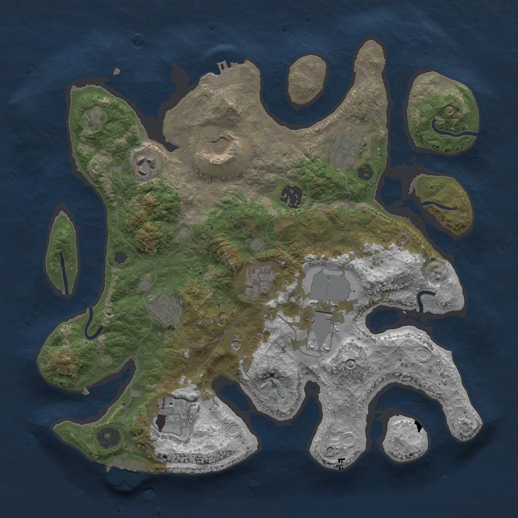 Rust Map: Procedural Map, Size: 3500, Seed: 33436456, 19 Monuments