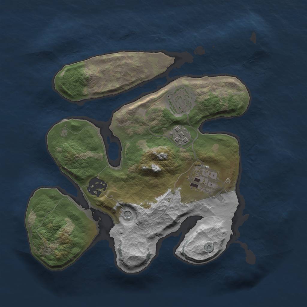 Rust Map: Barren, Size: 2500, Seed: 84432, 7 Monuments