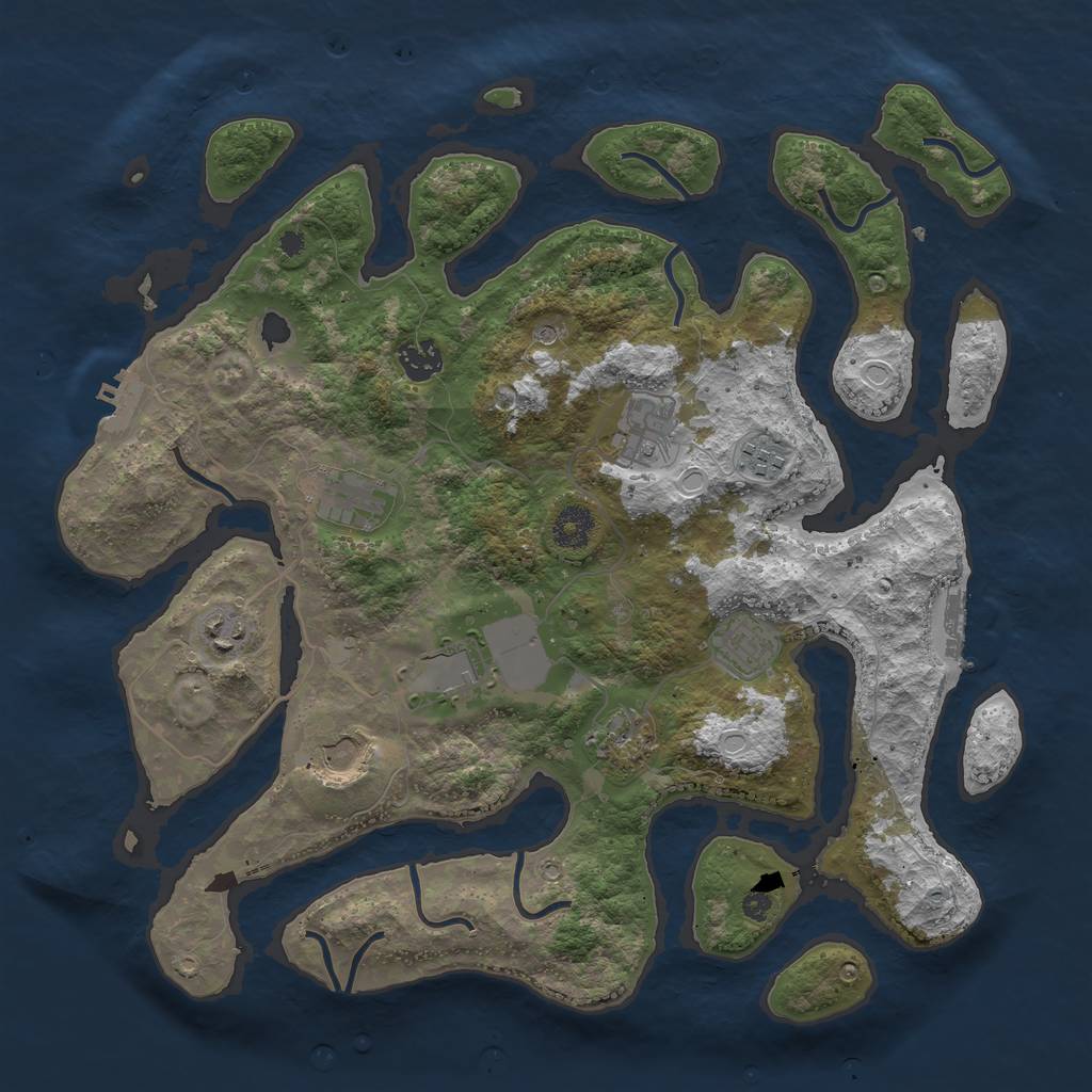 Rust Map: Procedural Map, Size: 3800, Seed: 14564523, 20 Monuments