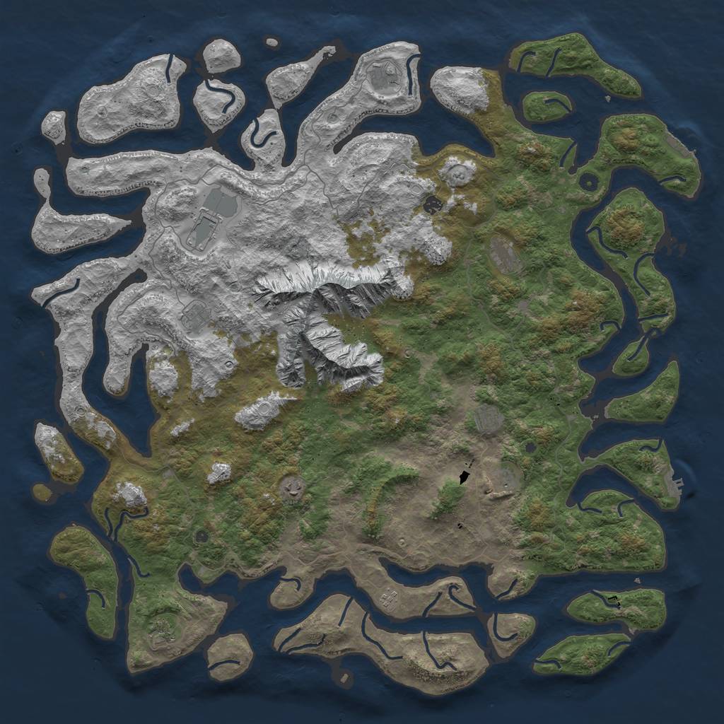 Rust Map: Procedural Map, Size: 6000, Seed: 399614279, 21 Monuments