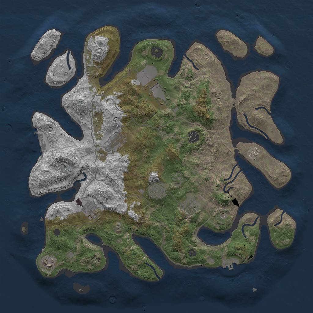 Rust Map: Procedural Map, Size: 4000, Seed: 705973745, 19 Monuments