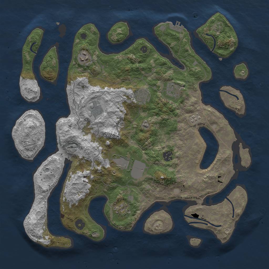 Rust Map: Procedural Map, Size: 4000, Seed: 98421, 18 Monuments