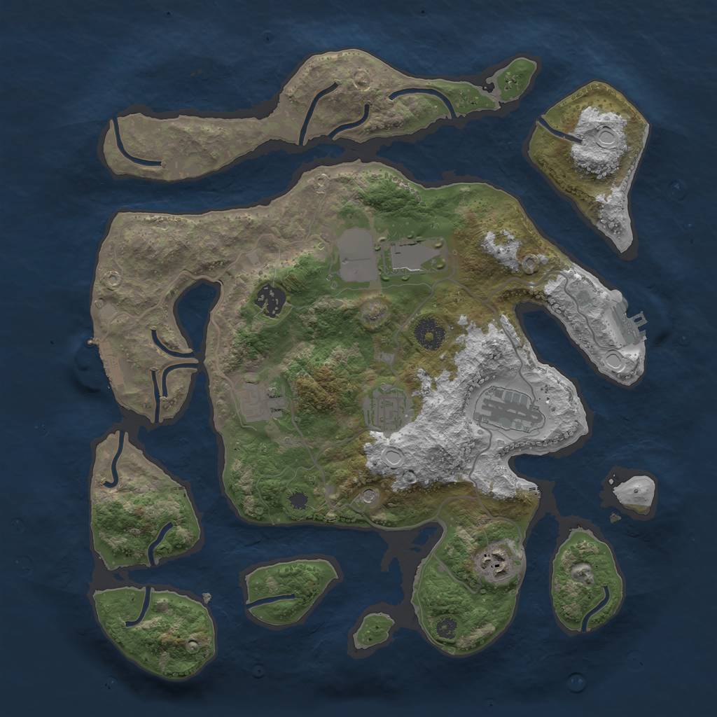 Rust Map: Procedural Map, Size: 3500, Seed: 1713872399, 17 Monuments