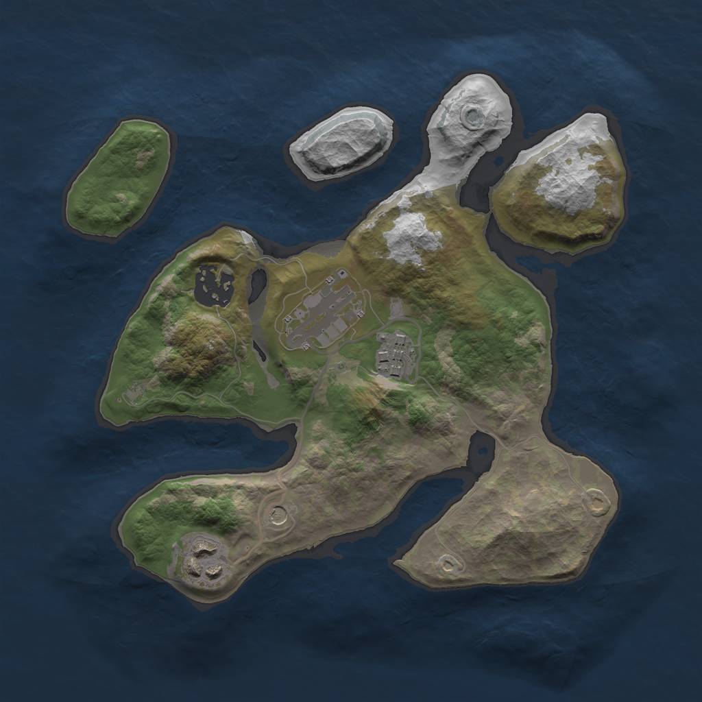 Rust Map: Barren, Size: 2500, Seed: 71237, 7 Monuments